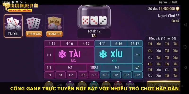 Cổng game trực tuyến nổi bật với nhiều trò chơi hấp dẫn
