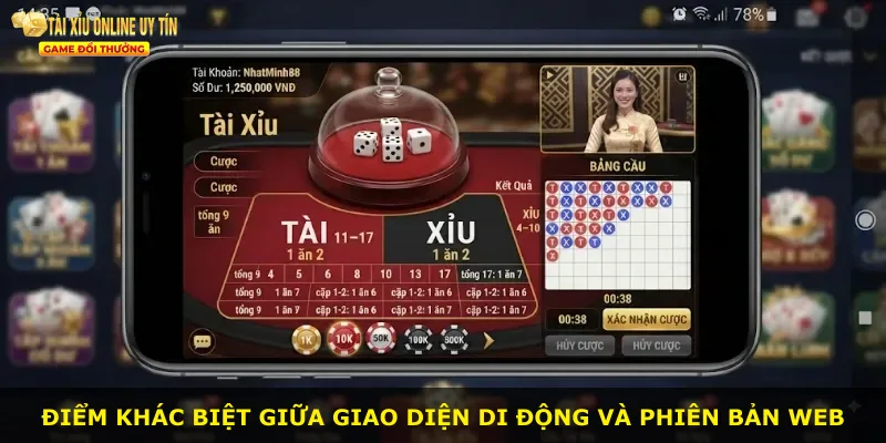Điểm khác biệt giữa giao diện di động và phiên bản web